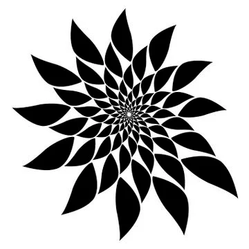 Rotating spiral symmetrical pattern. Abstract black silhouette 스톡 일러스트
