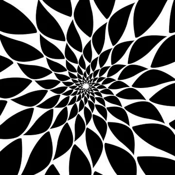 Rotating spiral symmetrical pattern. Abstract black silhouette 스톡 일러스트