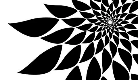 Rotating spiral symmetrical pattern. Abstract black silhouette 스톡 일러스트