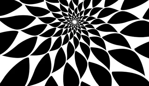 Rotating spiral symmetrical pattern. Abstract black silhouette Ilustração Stock