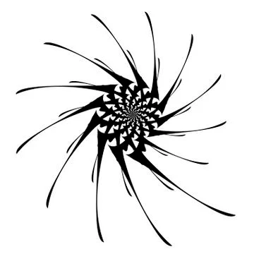 Rotating spiral symmetrical pattern. Abstract black silhouette Stock Illustration