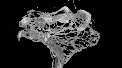 Rotating splash of bright silver in slow motion, isolated on black (FULL HD) Video stock 54268763