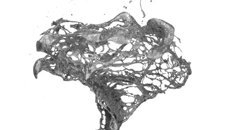 Rotating splash of dark silver in slow motion, isolated on white (FULL HD) Stock Footage 54268960