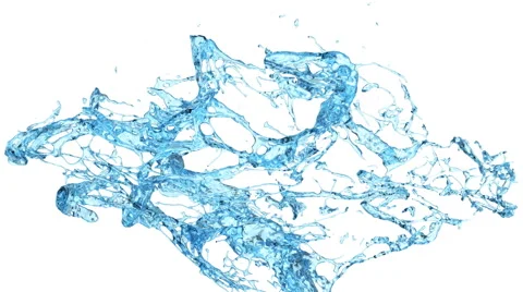 Rotating splash of light blue water in slow motion on white, w. alpha (FULL HD) Video stock 53305742