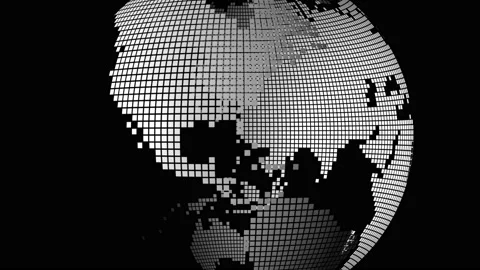 Rotating square dotted Earth Globe Stock Footage 217955303