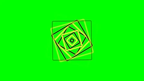 Rotating square geometric pattern against a vibrant solid green background Stock Footage 340266970