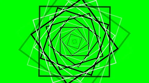 Rotating square geometric pattern against a vibrant green screen background Stock Footage 340900800