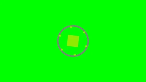 Rotating square inside a circular frame on a vibrant green screen background Stock Footage 340903624