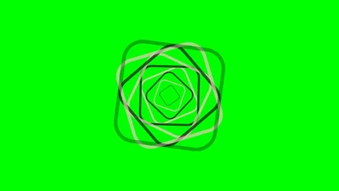 Rotating square shapes creating an optical tunnel effect on green background Stock Footage 340903617