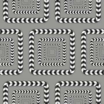 Rotating Squares, Optical Illusion, Vector Seamless Pattern Stock Illustration