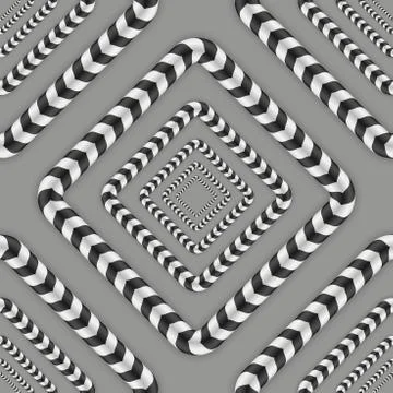 Rotating Squares, Optical Illusion, Vector Seamless Pattern Stock Illustration