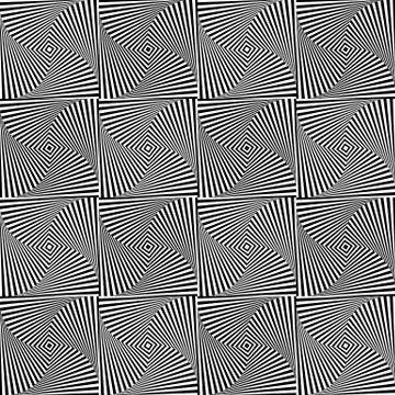Rotating squares repeatable abstract pattern. Monochrome texture Illustrazione stock