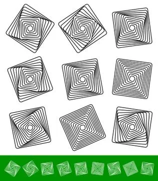 Rotating squares. Rotation, geometry, and vortex elements. イラスト素材