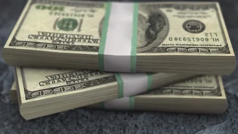 Rotating Stack of $100 Bills in Close-Up 3D Animation Stock Footage 297483943