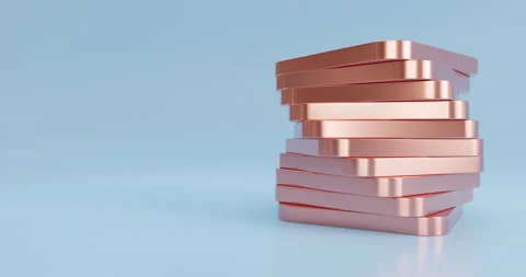 Rotating stack of copper plates. 4k seamless looped video Stock Footage 164960196