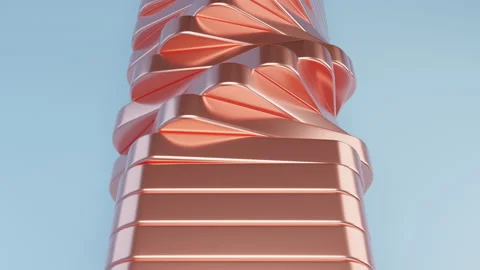 Rotating stack of copper plates. 4k seamless looped video Stock Footage 165004168