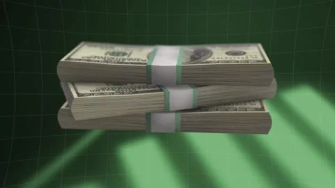 Rotating Stack of Hundred Dollar Bills with Business Infographic in Backgrou Stock Footage 306258921