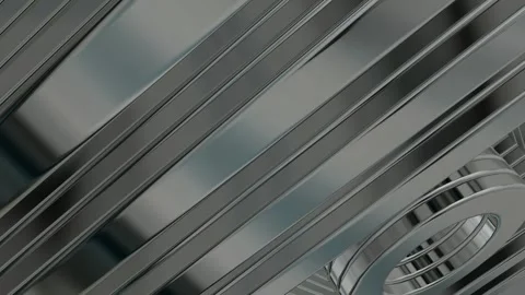 Rotating Stack of Silver Figures, 3D Render, Reflection, Background, Exclusive Stock Footage 269349558