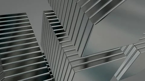Rotating Stack of Silver Figures, 3D Render, Reflection, Exclusive, Background Stock Footage 269349577