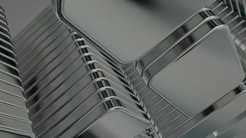 Rotating Stack of Silver Figures, 3D Render, Exclusive, Background, Reflection Stock Footage 269349578