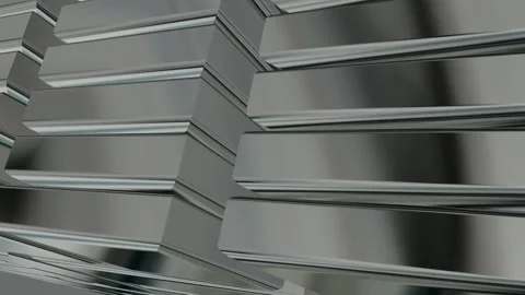 Rotating Stack of Silver Figures, Background, Reflection, Exclusive, 3D Render Stock Footage 269349246