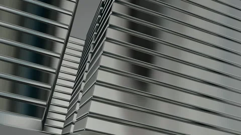 Rotating Stack of Silver Figures, Background, 3D Render, Reflection, Exclusive Stock Footage 269349269
