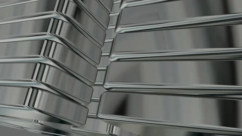 Rotating Stack of Silver Figures, Background, 3D Render, Exclusive, Reflection Stock Footage 269349312