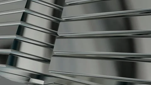 Rotating Stack of Silver Figures, Reflection, Background, 3D Render, Exclusive Stock Footage 269349324