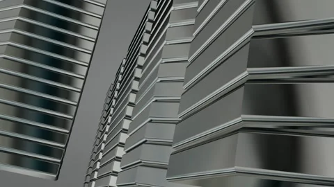 Rotating Stack of Silver Figures, Reflection, 3D Render, Background, Exclusive Stock Footage 269349363