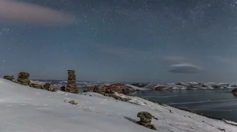 Rotating star sky at night Stock Footage 60663906
