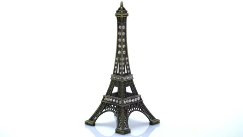 Rotating Statuette of the Eiffel Tower Paris 1. Video stock 87347627