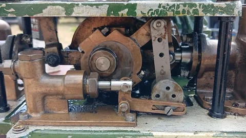 A Rotating steam-driven pump unit with reciprocating cam Stock Footage 343579029