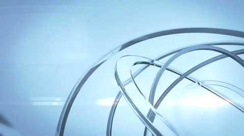 Rotating steel circle structure reflects bright light Stock Footage 49641504