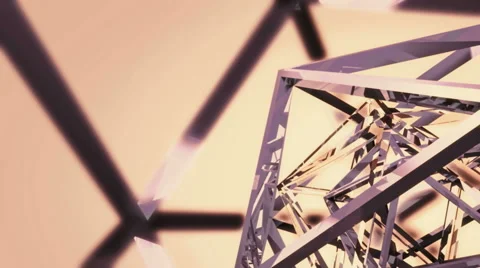 Rotating steel triangle structure reflects bright light Stock Footage 49642840