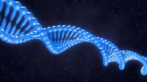 Rotating strand of glowing blue DNA Vidéo 62392076