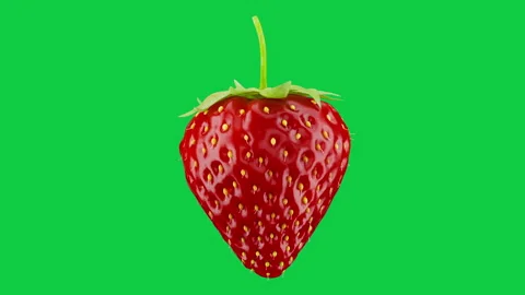 Rotating Strawberry Isolated on Green Screen. Fruit food loop concept.  Stock Footage 339866634
