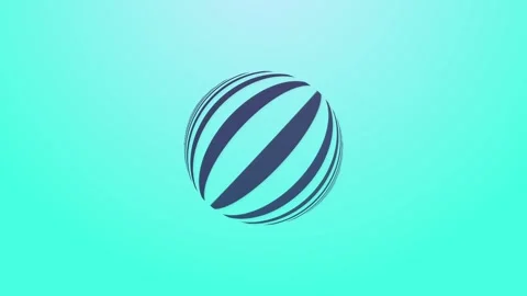 Rotating Striped Sphere Loop Animation. Continuous Rotation of a Blue Sphere Stock Footage 347769980