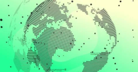 Rotating stylized dotted globe showing dot continents in digital UI, with Stock Illustration