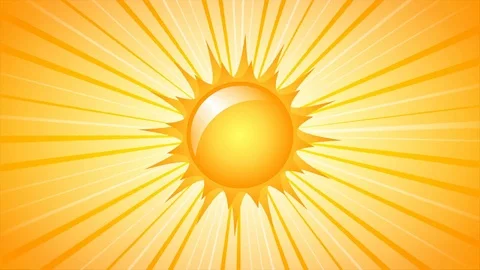 Rotating Sun with rays on yellow background. Stock Footage 69779943