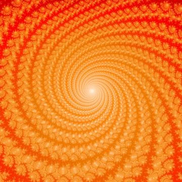 Rotating sunbone with braided rays. Fractal pattern orange. Illustrazione stock