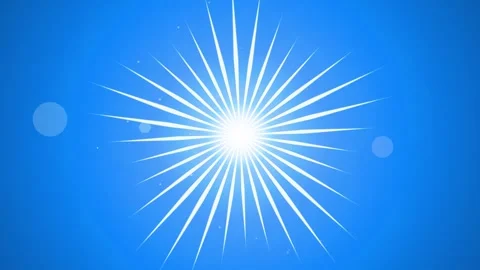 Rotating Sunburst. White sunburst with sharp rays on blue background Stock Footage 340550559
