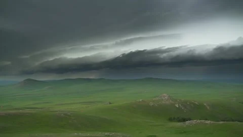 Rotating supercell storm clouds - Meteorology Science and Approaching Tempest Stock Footage 339719471