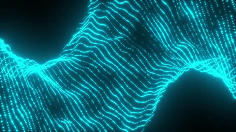 Rotating surface made of digital particle wave pattern video background Stock Footage 345778109