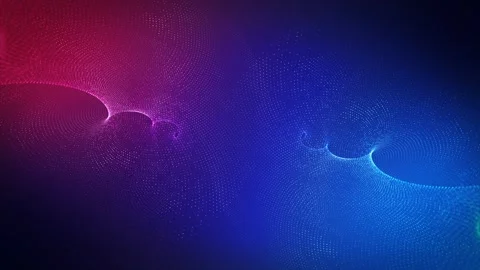 Rotating surfaces made of particles on a gradient blue-pink background Stock Footage 251802708