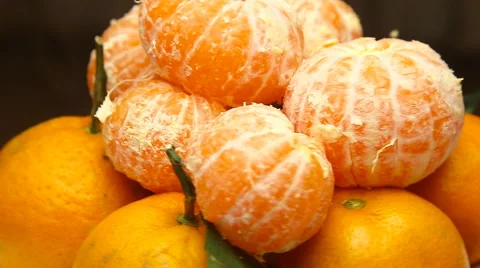 Rotating Tangerines with leaves Stock Footage 58138615
