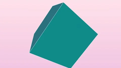 Rotating Teal Green Cube Geometric Motion Graphic Stock Footage 346393381