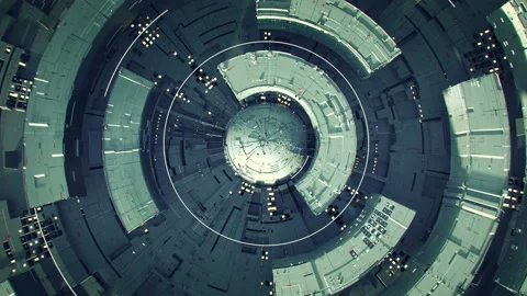 Rotating technical circle elements seamless loop 3D render animation Stock Footage 116184459