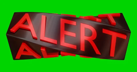The rotating text "ALERT". The video is cyclical. Video on a green background. Stock Footage 255739264