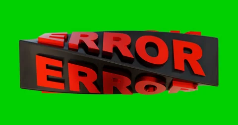 The rotating text "ERROR". The video is cyclical. Video on a green background. Stock Footage 253663360