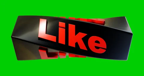 The rotating text "LIKE". The video is cyclical. Video on a green background. Stock Footage 254728657